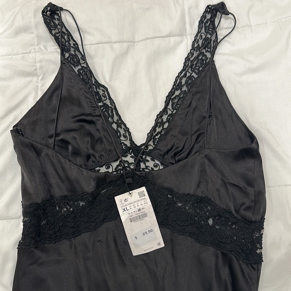 Long Black Dress with Lace detail from Zara. Never Worn. New with tags - Picture 3 of 3